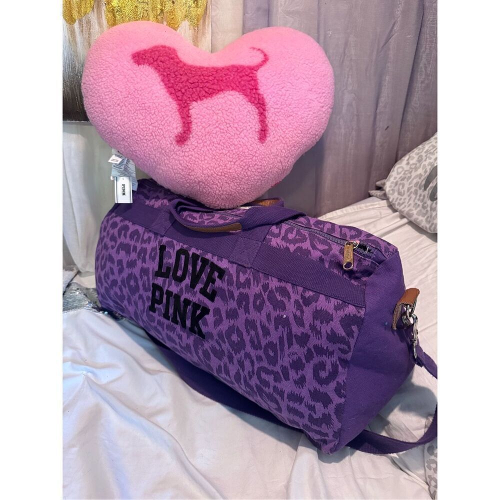 Victorias secret  pINK purple leopard canvas vintage y2k duffle bag fashion
